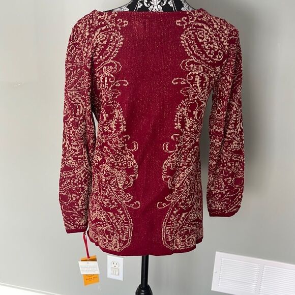 Ruby Rd Metallic Paisley Jacquard Sweater - Picture 3 of 4